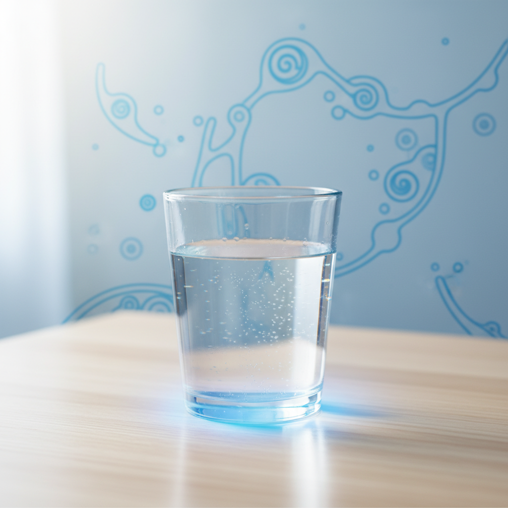 Agua cristalina en un vaso de vidrio